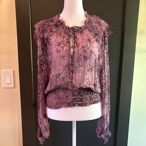 Floral Print Women's Top - Mauve Anthropologie  Like New